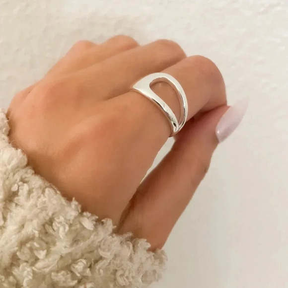 925 Sterling Silver Chunky Bold Statement Ring Minimalist Wrap Ring - Picture 7 of 10